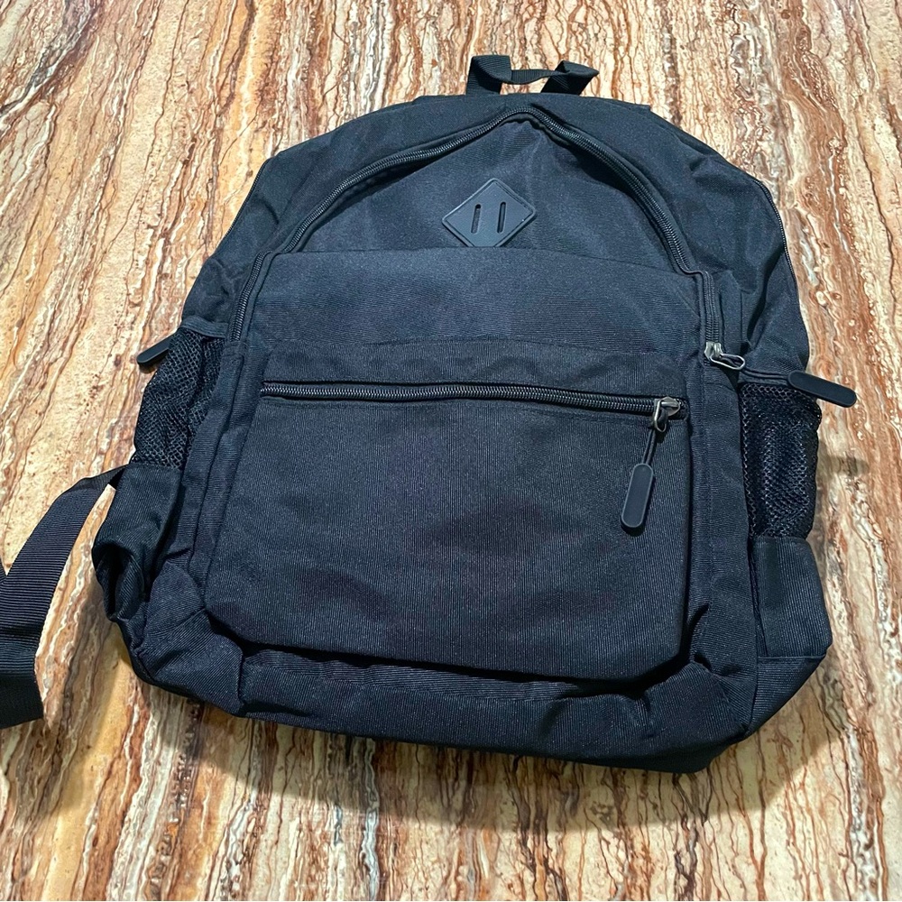 Black School Travel Hiking Backpack with Laptop Sleeve and USB Charging Port